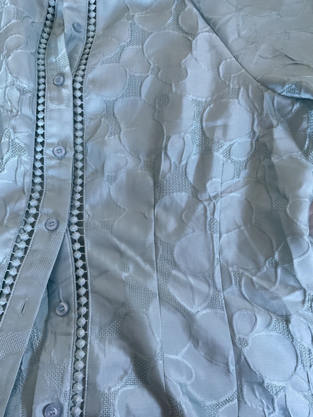 Gracia Light Blue Textured Button-Up Blouse - Picture 2 of 3
